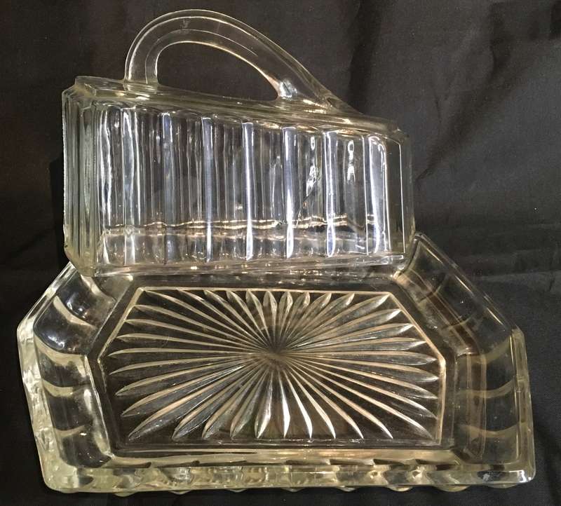 Butter dish - pressed glass. 1950.  - 1959
