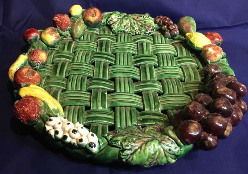 Henry Madein France Glazed Woven Ceramic Basket