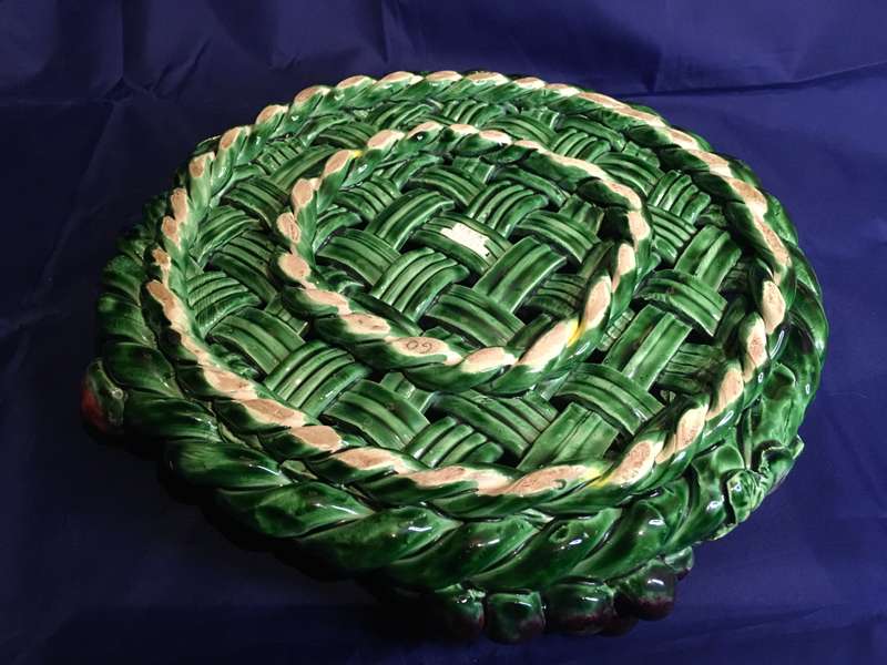 Henry Madein France Glazed Woven Ceramic Basket