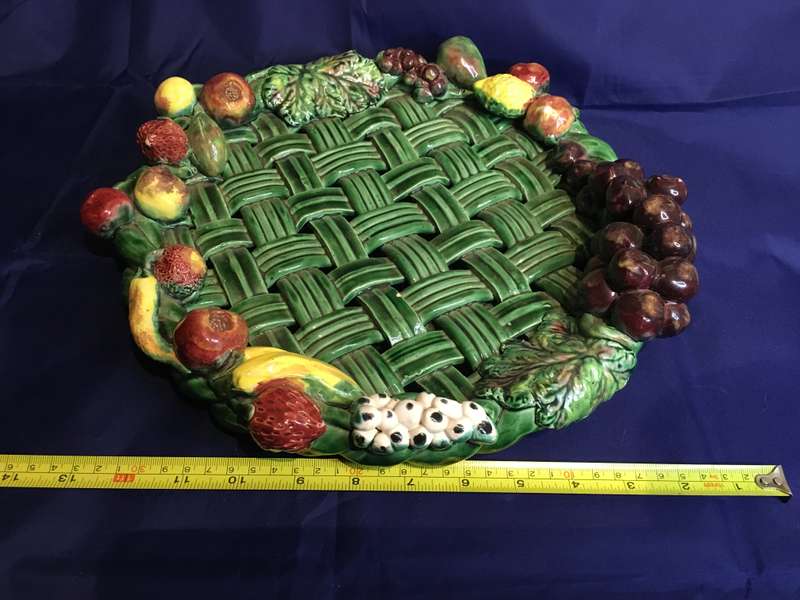 Henry Madein France Glazed Woven Ceramic Basket