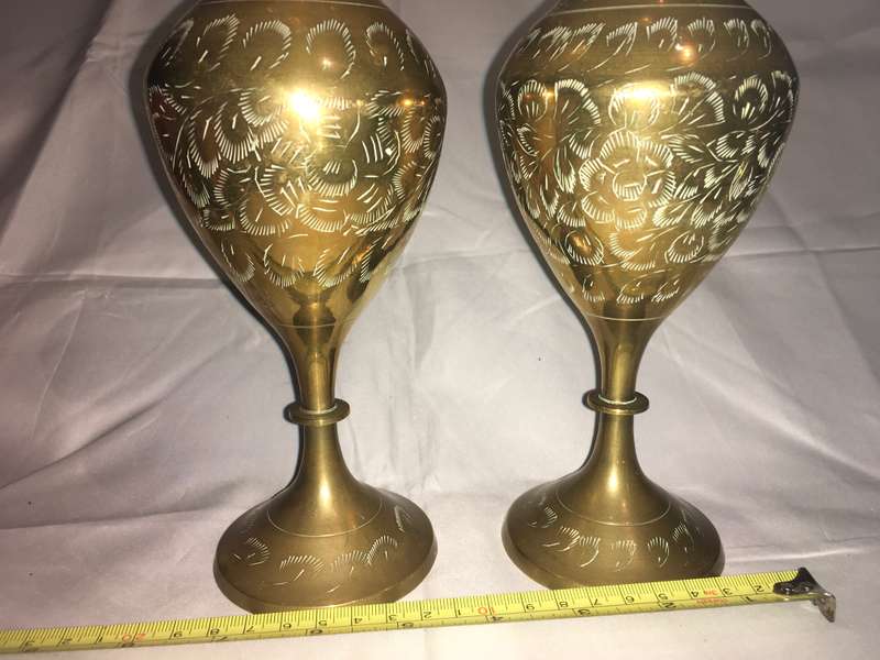 Brass vases - pair (30cm height)
