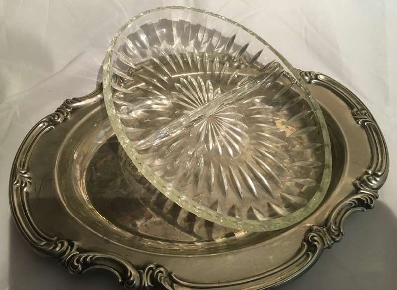Epns with glass divided relish tray