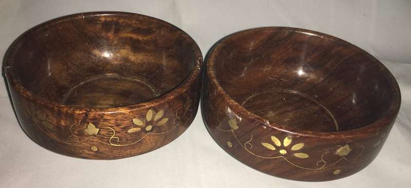 Rosewood brass inlay decorative bowls - set of 2