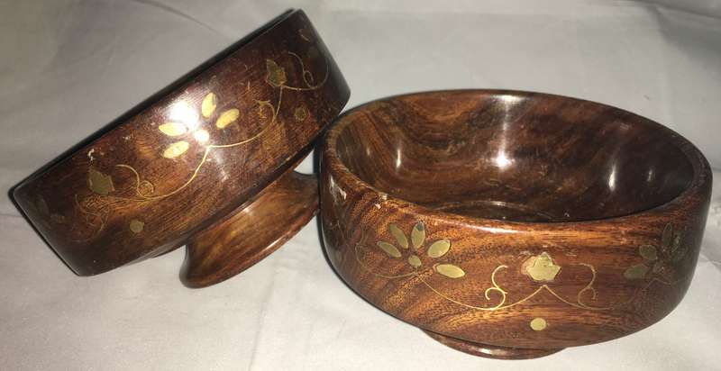 Rosewood brass inlay decorative bowls - set of 2