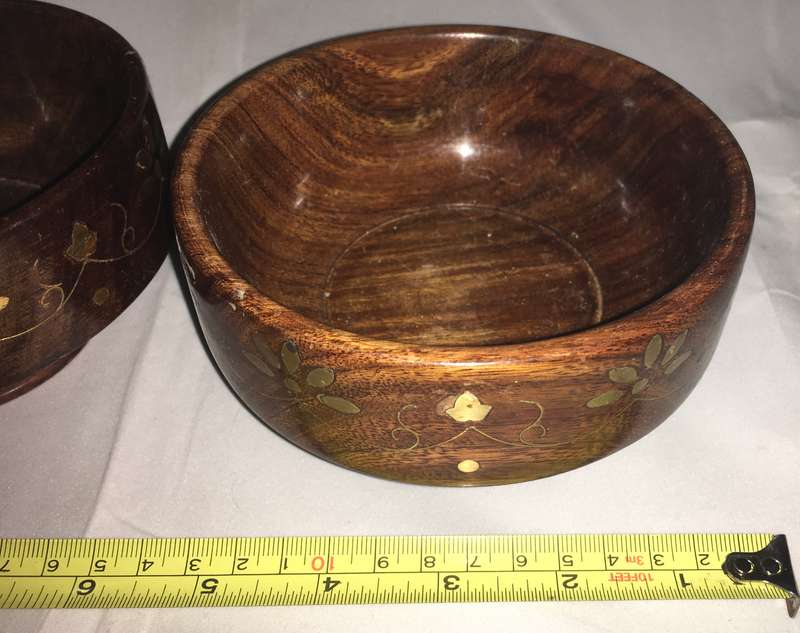 Rosewood brass inlay decorative bowls - set of 2