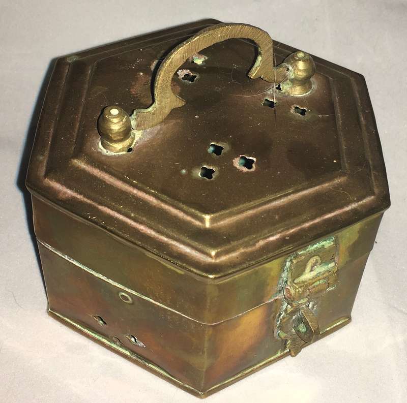 Brass octagon cricket box - vintage