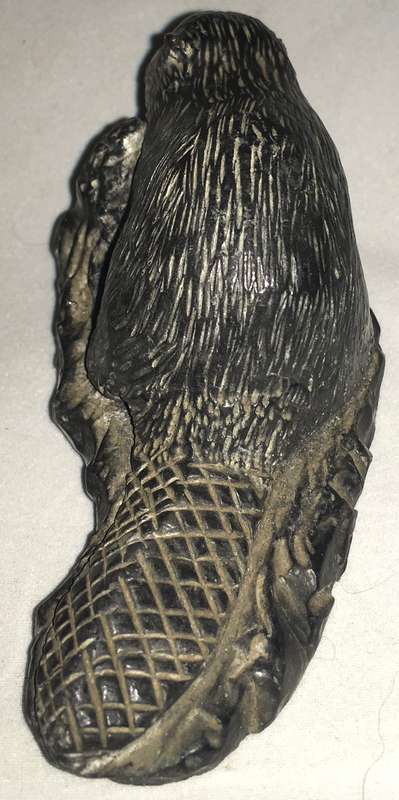 Inuit art hand carved soapstone beaver ornament