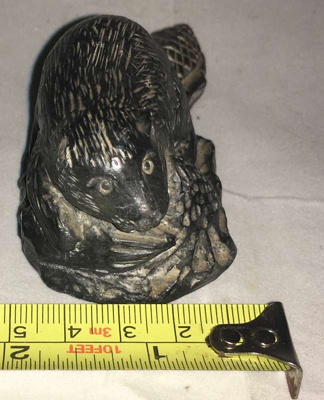 Inuit art hand carved soapstone beaver ornament