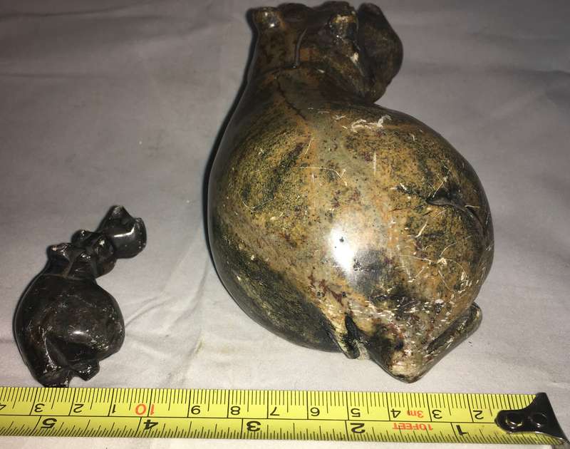 Marble mother and baby hippopotamus