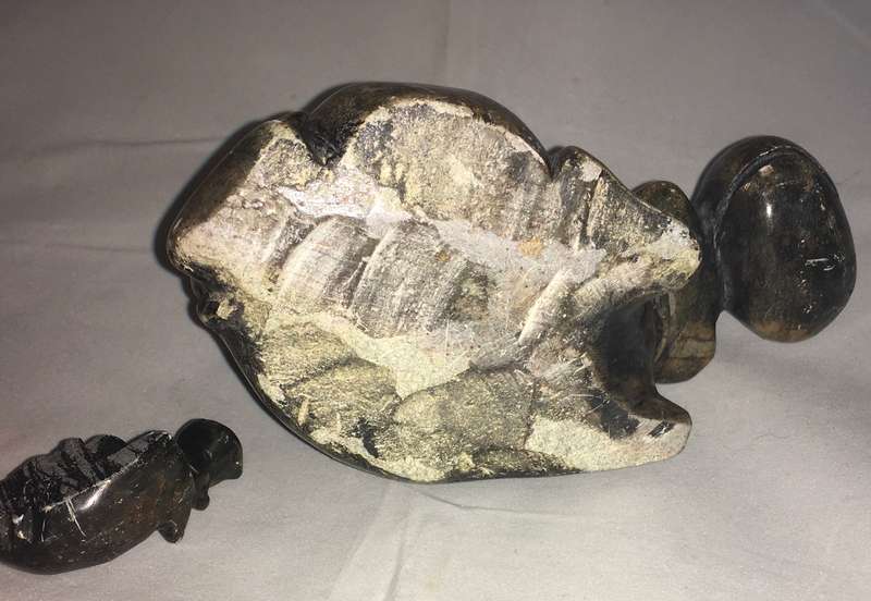 Marble mother and baby hippopotamus