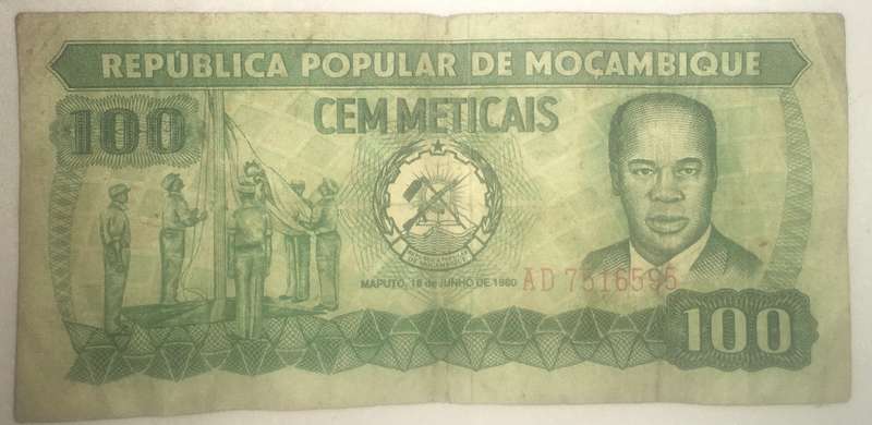 Mozambique 1980 100 cem meticals note