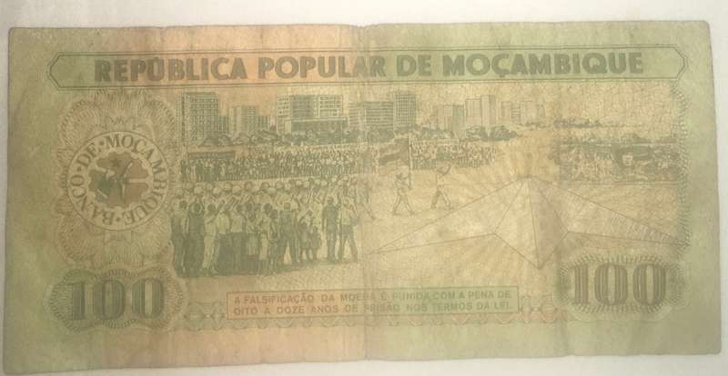 Mozambique 1980 100 cem meticals note
