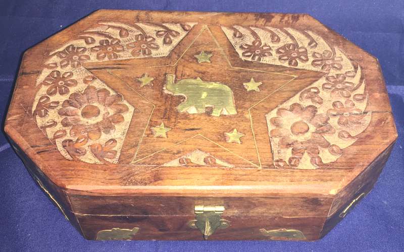 Jewellery box - wood with brass inlay