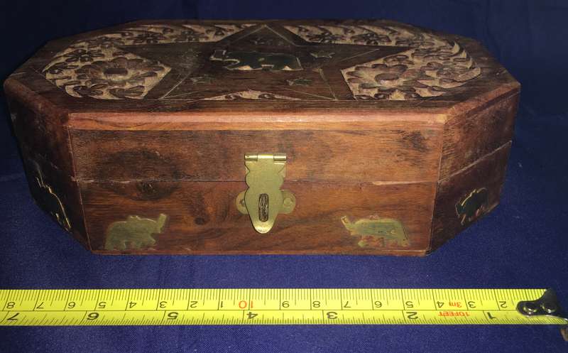 Jewellery box - wood with brass inlay