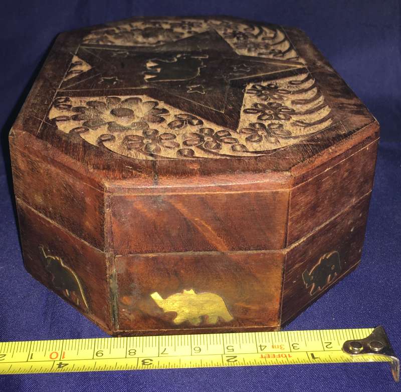 Jewellery box - wood with brass inlay