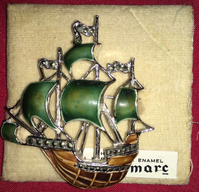 Marcasite and enamel (handset) by Bomarc brooch
