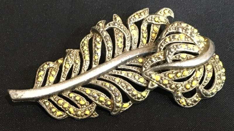 Marcasite (yellow) brooch. Vintage