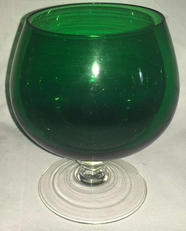 Vintage Retro 1960's Era Hand Green Brandy Glass