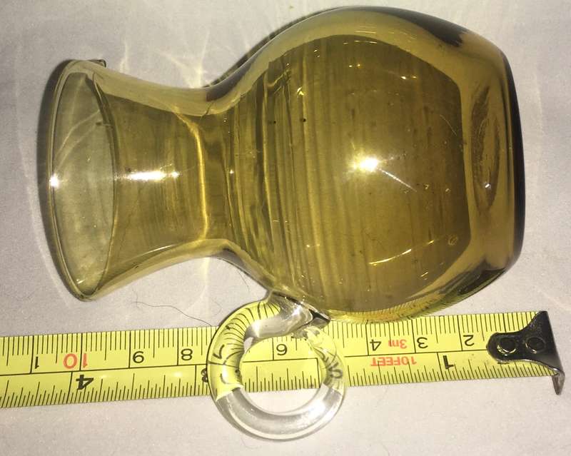 Vintage Enesco Mini Hand Blown Glass Pitcher Light Yellow Clear Handle