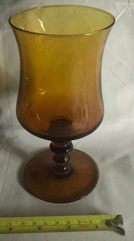 Retro Amber Richmond Coffee by Colony Iced Tea | Water | Glasses | Beaded Stem | Hand Blown