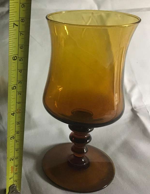 Retro Amber Richmond Coffee by Colony Iced Tea | Water | Glasses | Beaded Stem | Hand Blown