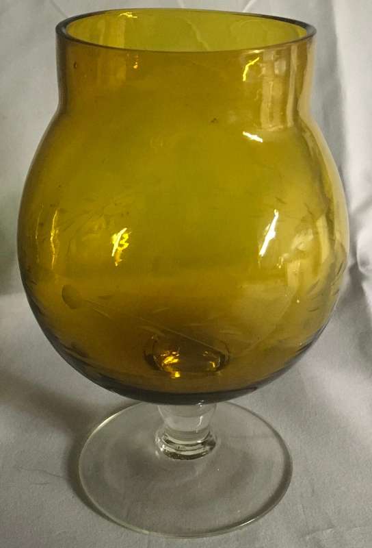 Vintage Amber Art Glass Goblet