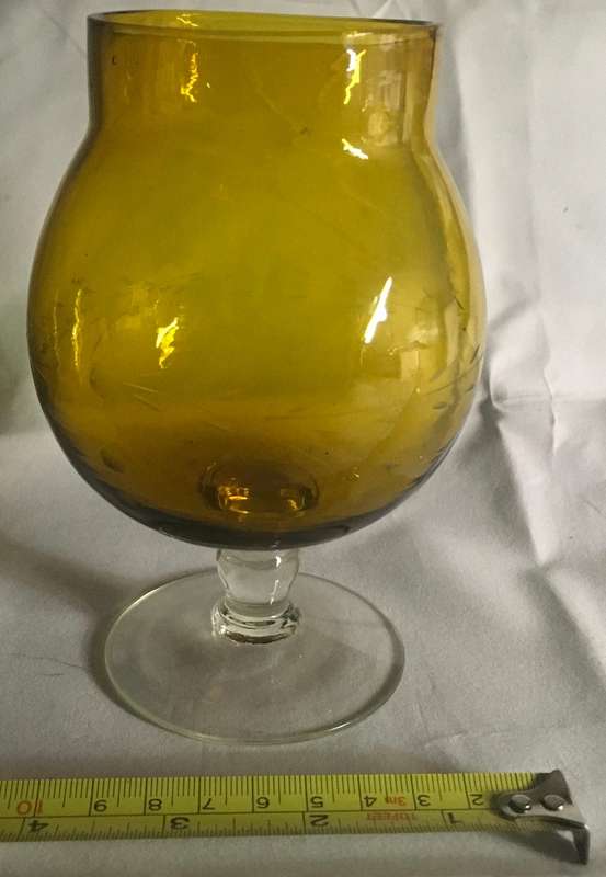 Vintage Amber Art Glass Goblet