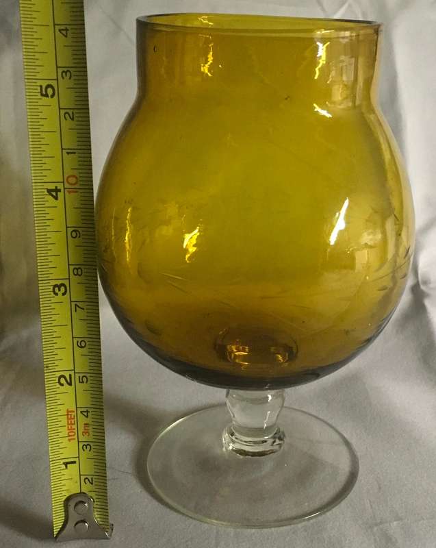 Vintage Amber Art Glass Goblet