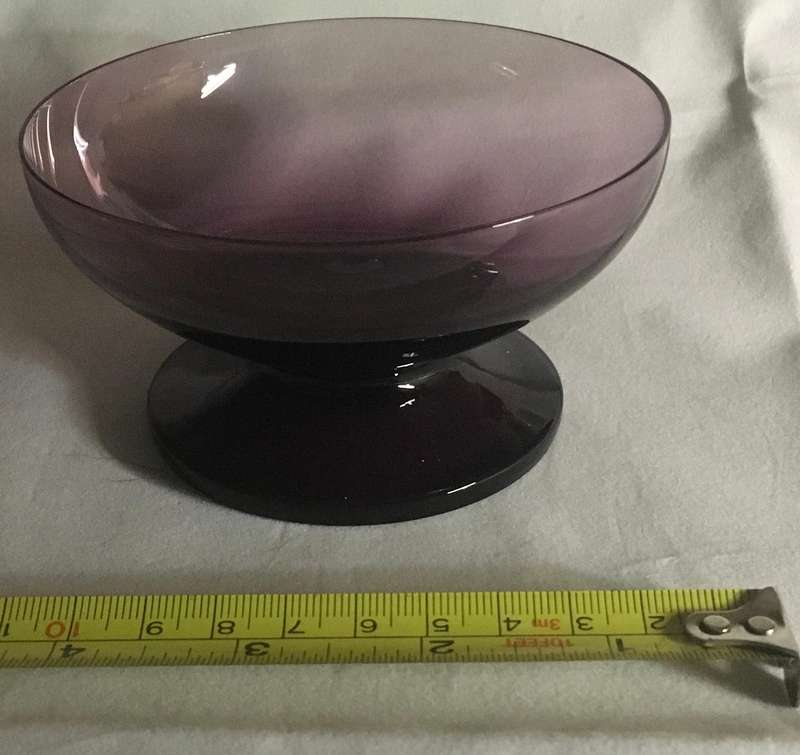 Vintage Kristalunie Maastricht Holland Glass Sundae Max Verboeket Carnival Plum