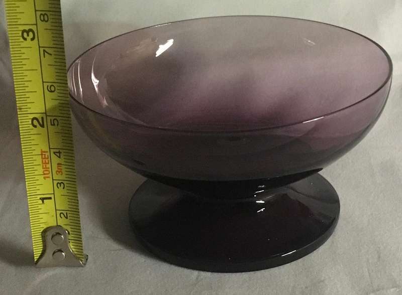 Vintage Kristalunie Maastricht Holland Glass Sundae Max Verboeket Carnival Plum