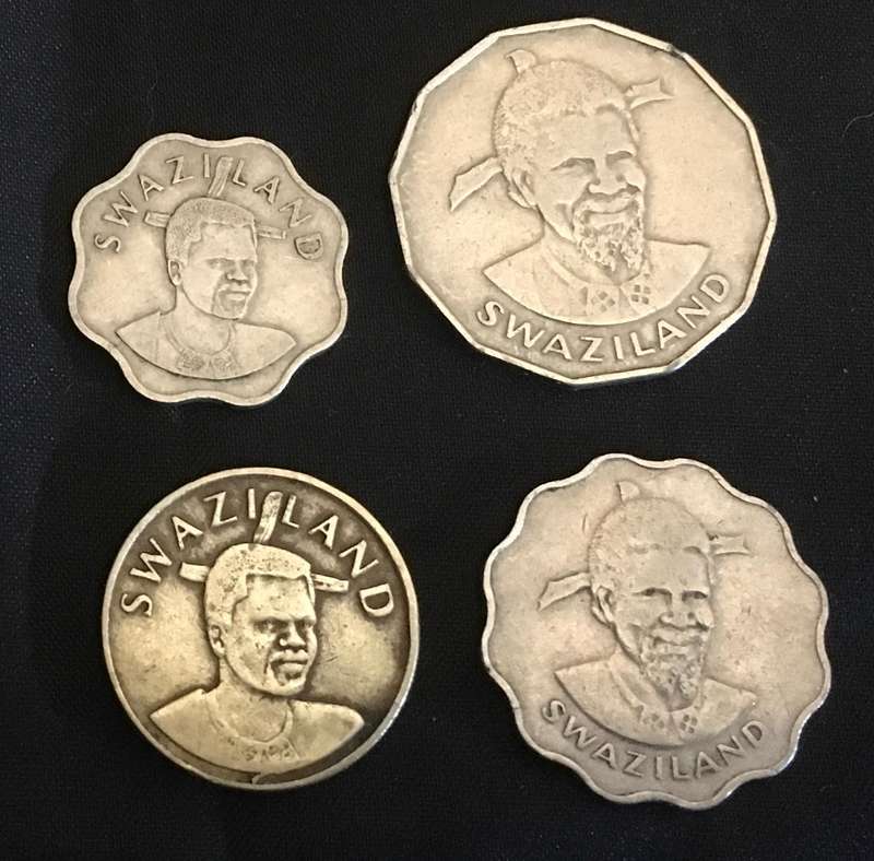 Swaziland coines: 1 Lilangeni 1996, 10 cents 1995, 20 cents 1979 and 50 cents 1981 lot