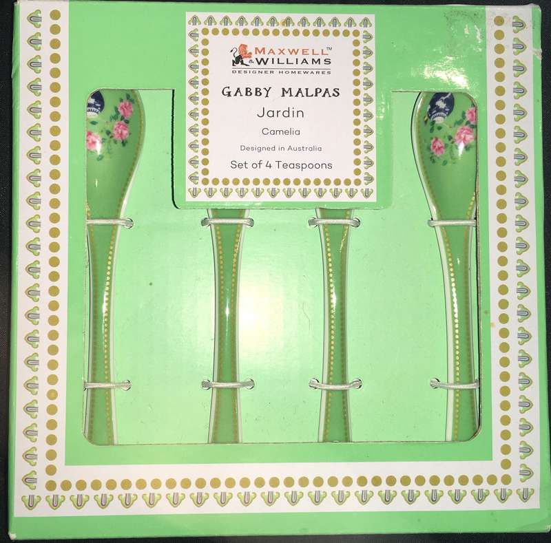 Maxwell & Williams Gabby Malpas Jardin Teaspoon, Camelia (Set of 4)