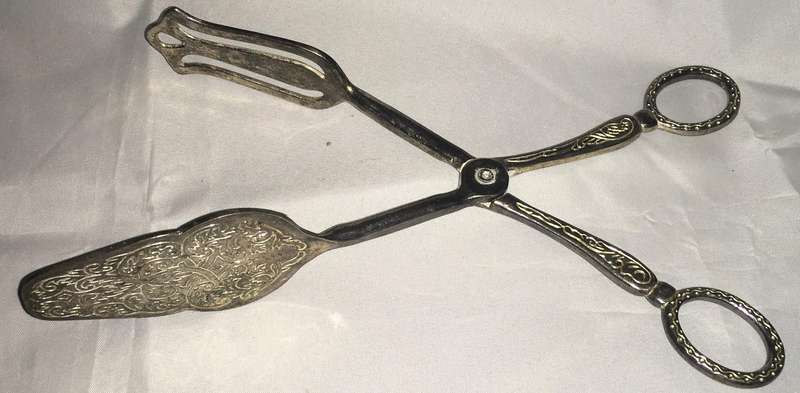 Silver-Plated Cake Scissors Tong, Serving scissors. Vintage