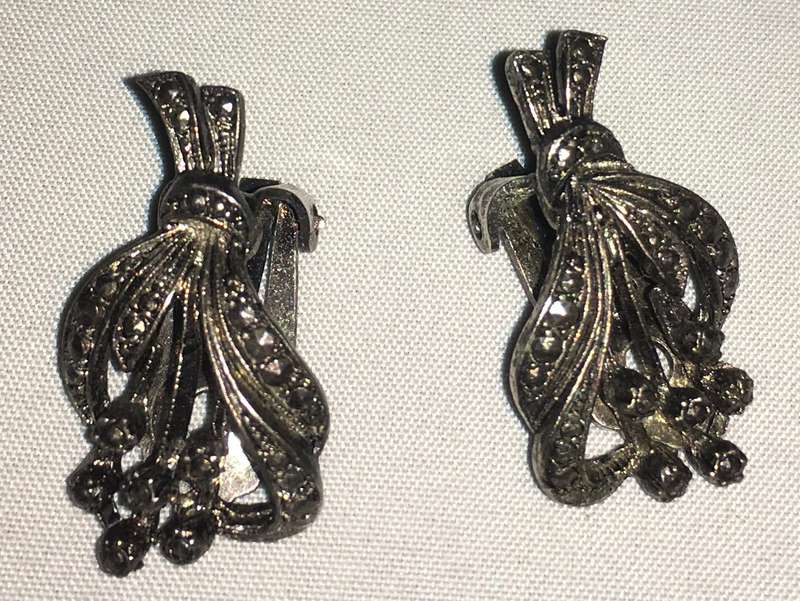 Marcasite clip on earrings. Vintage