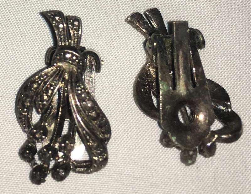 Marcasite clip on earrings. Vintage