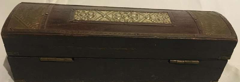 Jewellery box with metal inlay