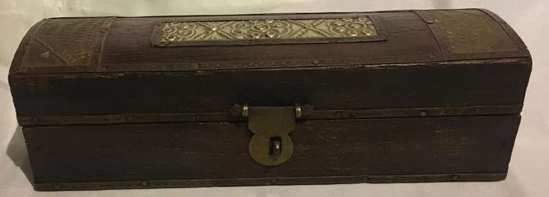 Jewellery box with metal inlay