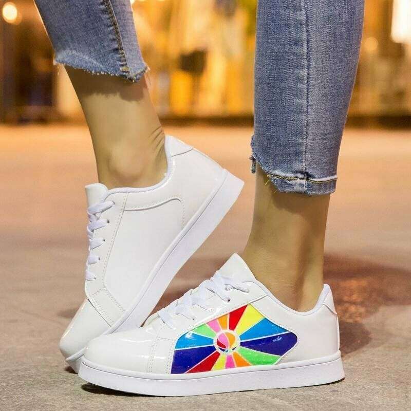 LED light-up Rainbow sneakers - Kids sizes SA 7 - 2 / White  USB Rechargeable