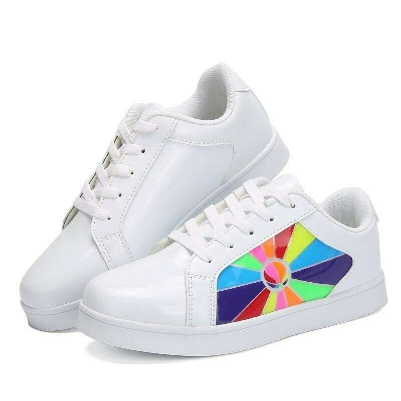 LED light-up Rainbow sneakers - Kids sizes SA 7 - 2 / White  USB Rechargeable