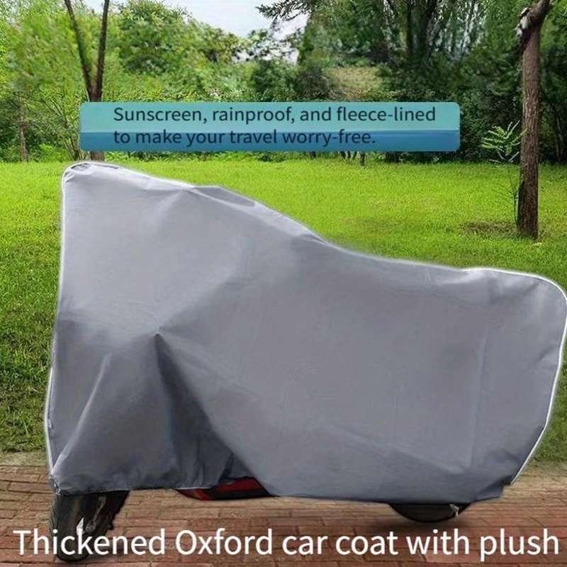 1 Pack Heavy Duty All Weather Motorcycle Cover, Uv Protection, Dust And Rain Proof Polyester, Fleece