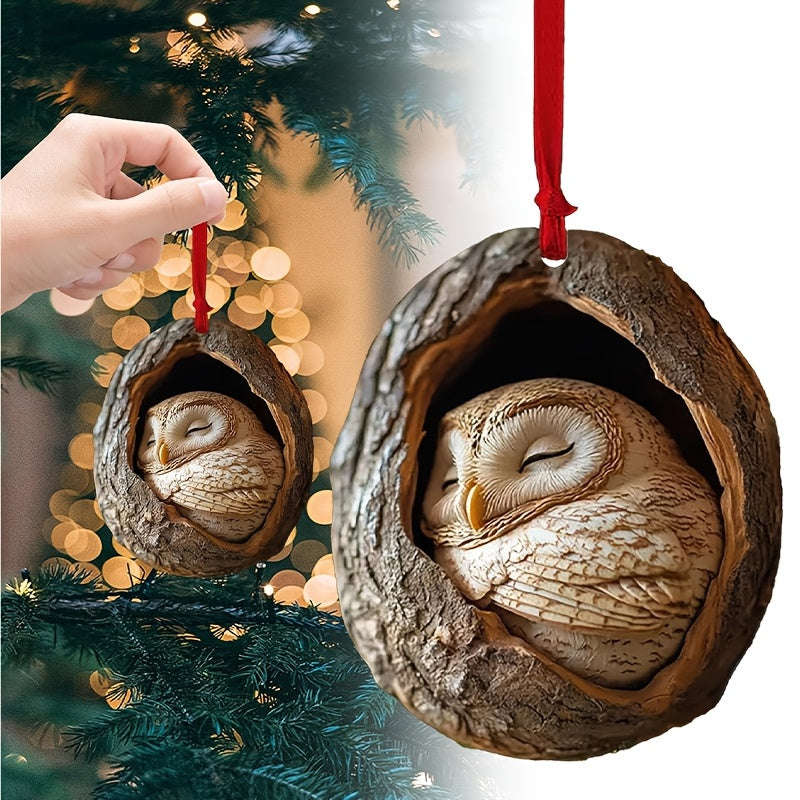 1pc Acrylic Forest Animal Christmas Tree Ornament - Plastic Hanging Decoration For Christmas,