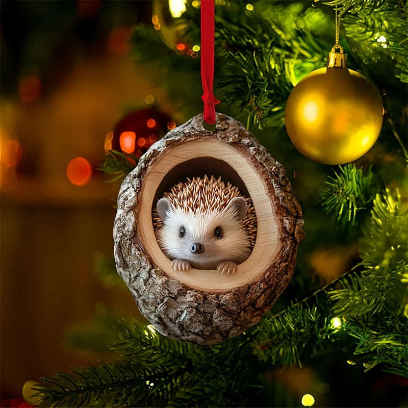 1pc Acrylic Forest Animal Christmas Tree Ornament - Plastic Hanging Decoration For Christmas,