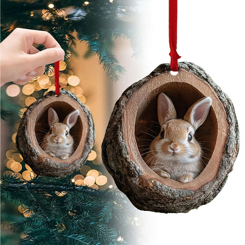 1pc Acrylic Forest Animal Christmas Tree Ornament - Plastic Hanging Decoration For Christmas,