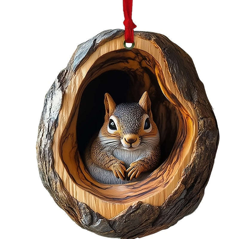 1pc Acrylic Forest Animal Christmas Tree Ornament - Plastic Hanging Decoration For Christmas,