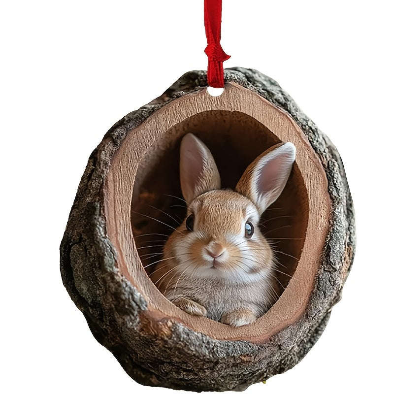 1pc Acrylic Forest Animal Christmas Tree Ornament - Plastic Hanging Decoration For Christmas,