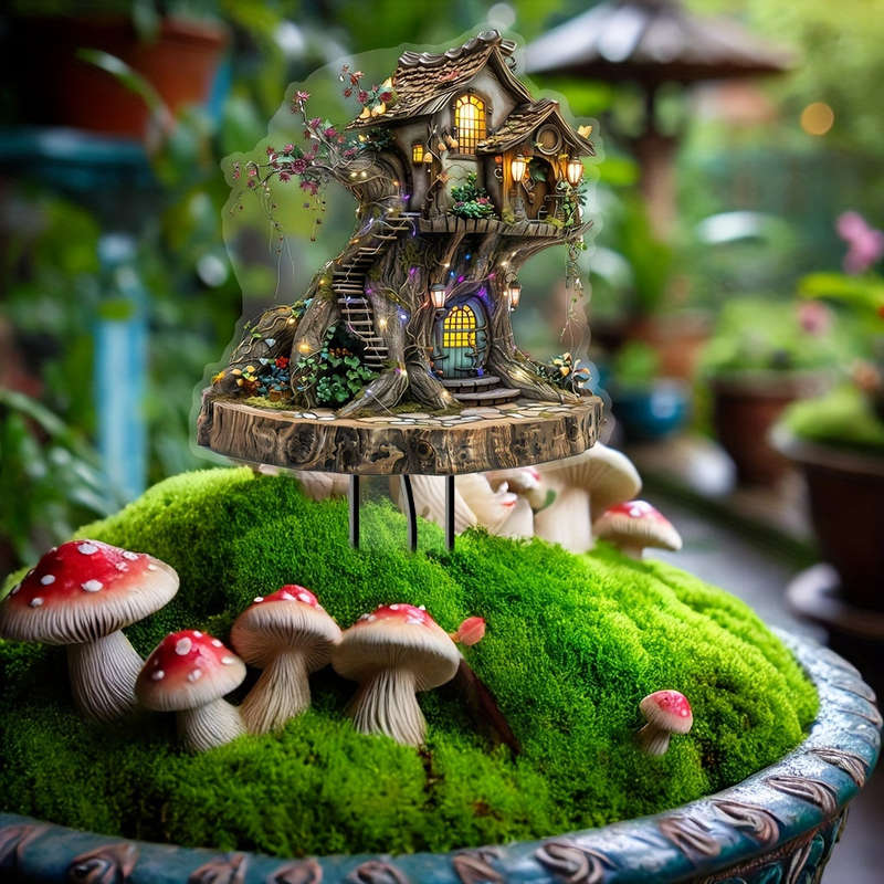 Bohemian Acrylic Magic Tree House Garden Stake -