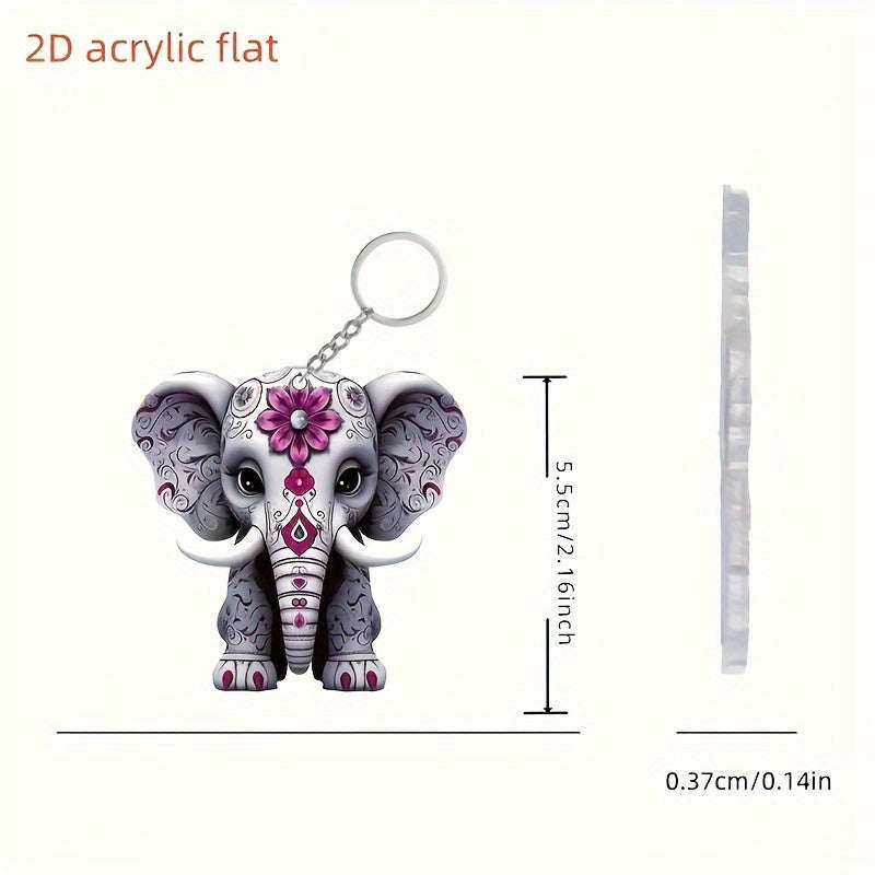Charming Acrylic Elephant Keychain,