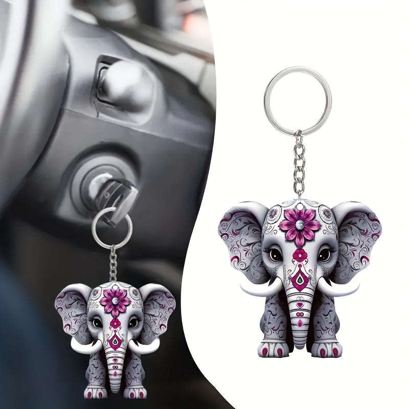 Charming Acrylic Elephant Keychain,