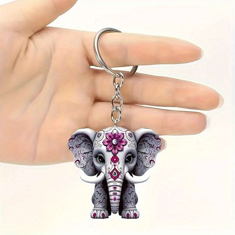 Charming Acrylic Elephant Keychain,