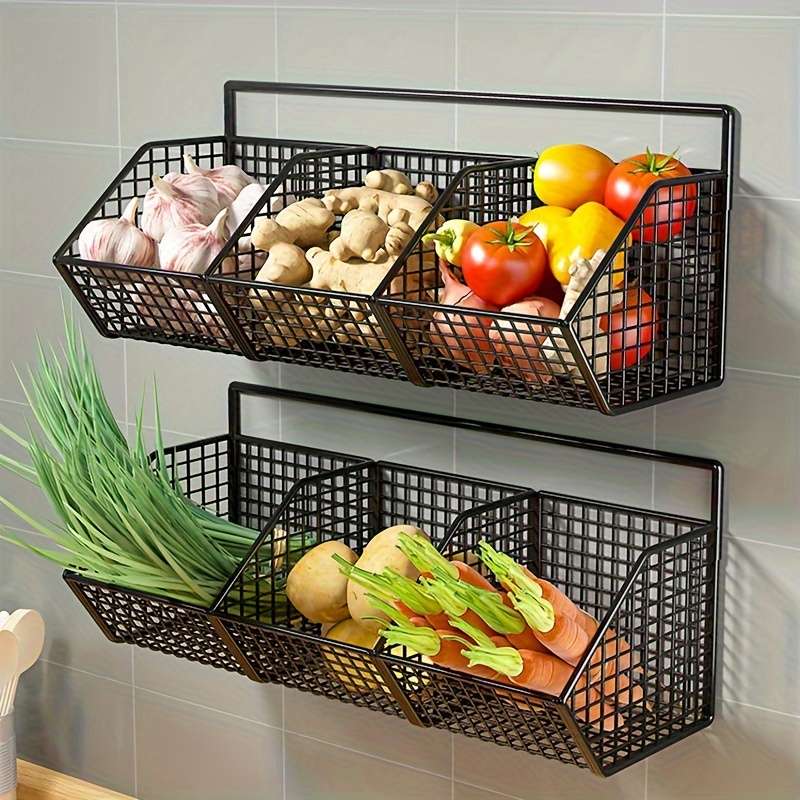 1pc Wall-Mounted Kitchen Storage Basket